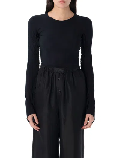 MM6 MAISON MARGIELA BLACK FRINGED BODYSUIT