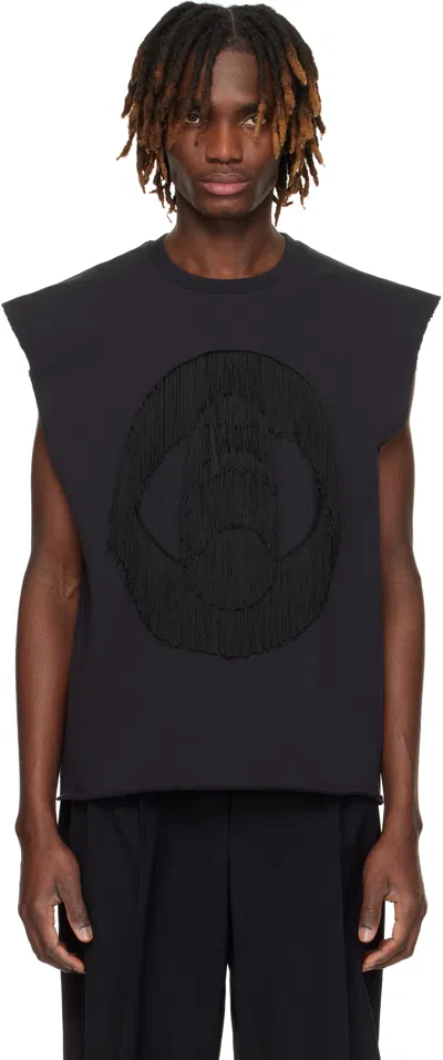 Mm6 Maison Margiela Black Fringed Sweatshirt In 899 Washed Black