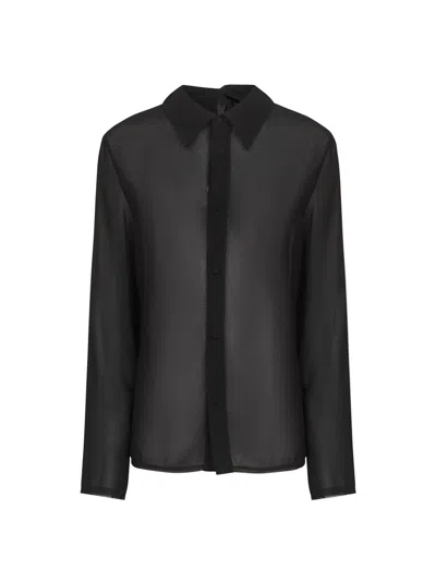 Mm6 Maison Margiela Asymmetric-collar Shirt In Black