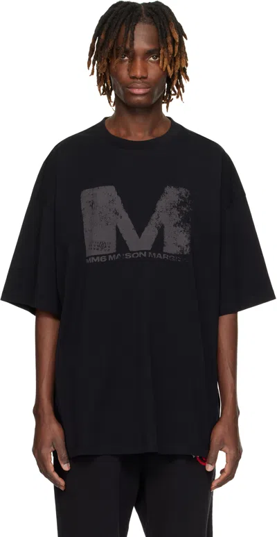 Mm6 Maison Margiela Black Graphic T-shirt In 900 Black