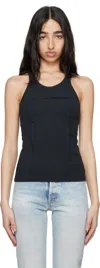 Mm6 Maison Margiela Black Heavy Cotton Jersey Tank Top In 899 Washed Black