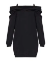 Mm6 Maison Margiela Mm6 By Maison Margiela Off-shoulder Black Sweatshirt Dress With Cozy Hood