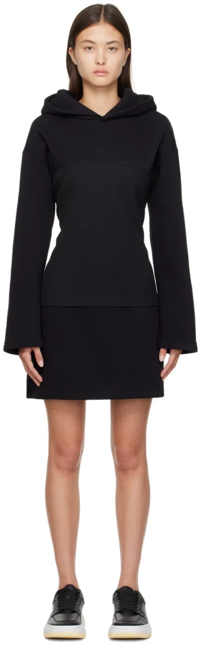 Mm6 Maison Margiela Black Hooded Minidress In 900 Black