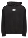 Mm6 Maison Margiela Mm6 By Maison Margiela Emblazoned Black Hoodie With Drawstring And Ribbed Finishes In Black