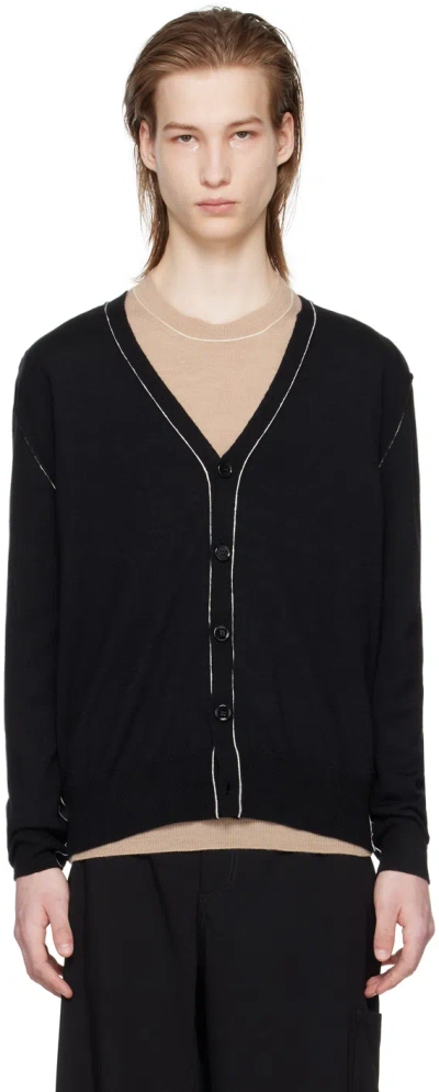 Mm6 Maison Margiela Black Inverted Seams Cardigan In 900 Black