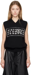 Mm6 Maison Margiela Black Jacquard Logo Vest In 900j Black Jacquard