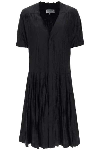 MM6 MAISON MARGIELA BLACK JACQUARD SHIRT DRESS FOR WOMEN