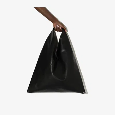 Mm6 Maison Margiela Black Japanese Faux Leather Tote Bag