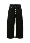 Mm6 Maison Margiela Teen Elasticated-waist Wide-leg Jeans In Black