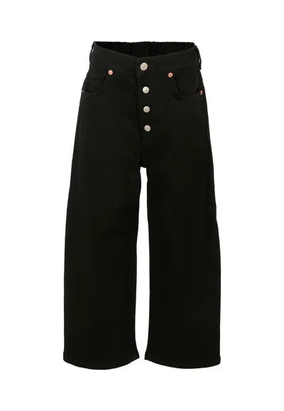 MM6 MAISON MARGIELA BLACK JEANS FOR KIDS WITH LOGO PATCH