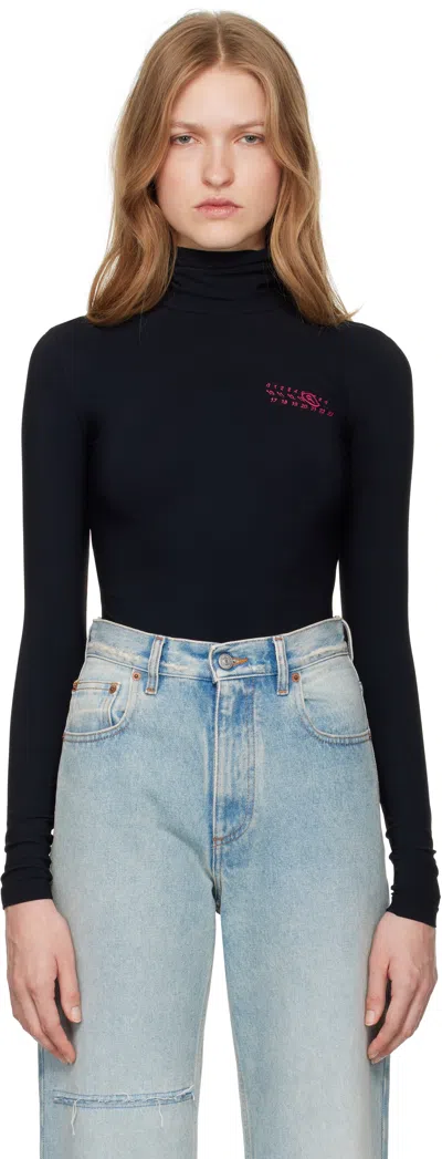 Mm6 Maison Margiela Black Jersey Bodysuit In 900 Black