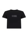 Mm6 Maison Margiela Black Jersey Cropped Numeric Signature T-shirt In Black
