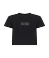 Mm6 Maison Margiela Black Jersey Cropped Numeric Signature T-shirt