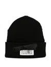 Mm6 Maison Margiela Black Knitted Hat With Logo  In Black