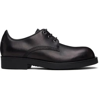 Mm6 Maison Margiela Leather Derby Lace Up Shoes Round Toe In Black