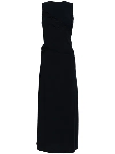 Mm6 Maison Margiela Lace-detail Maxi Dress In Schwarz