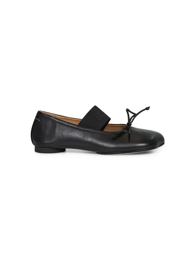 Mm6 Maison Margiela Black Leather Anatomic Numeric Ballerinas