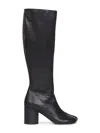 Mm6 Maison Margiela Black Leather Anatomic Stitch Boots In Black