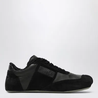Mm6 Maison Margiela Contemporary Black Leather And Suede Sneakers With Square Toe