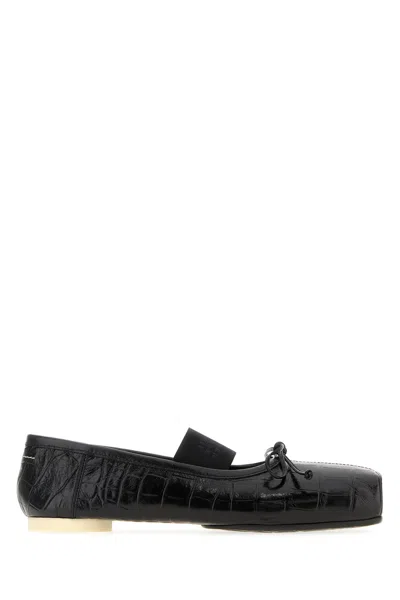 MM6 MAISON MARGIELA MM6 MAISON MARGIELA BLACK LEATHER BALLERINAS