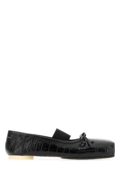 MM6 MAISON MARGIELA BLACK LEATHER BALLERINAS