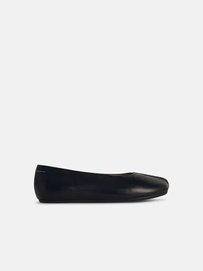 Mm6 Maison Margiela Black Leather Ballet Flats