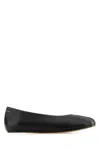 Mm6 Maison Margiela Black Leather Ballet Flats In Black