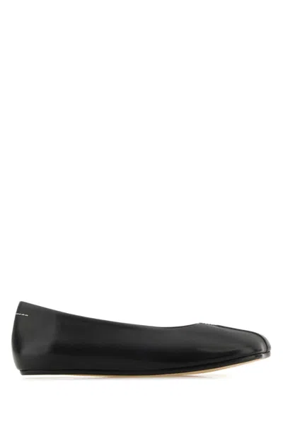 Mm6 Maison Margiela Black Leather Ballet Flats