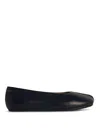 Mm6 Maison Margiela Mm6 By Maison Margiela Square Toe Ballerina Flats With Logo Stitching In Black