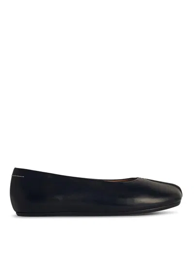 MM6 MAISON MARGIELA BLACK LEATHER BALLET FLATS