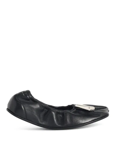 Mm6 Maison Margiela Soft Leather Ballerina Flats With Gathered Edging In Multi