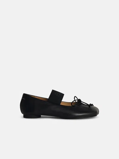 Mm6 Maison Margiela Black Leather Ballet Flats