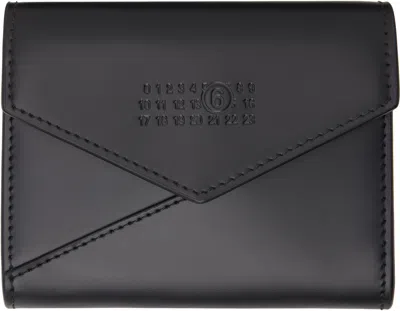Mm6 Maison Margiela Black Leather Flap Wallet In T8013 Black