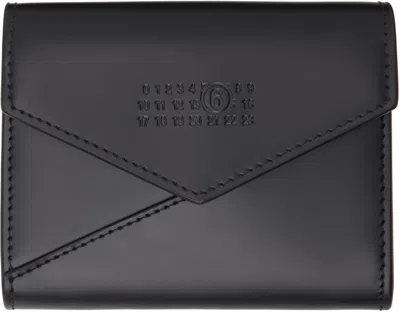 Mm6 Maison Margiela Black Leather Flap Wallet In T8013 Black