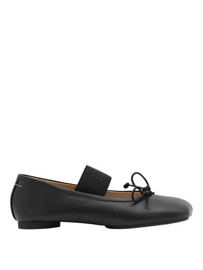 MM6 MAISON MARGIELA BLACK LEATHER FLATS