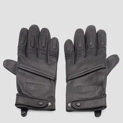 MM6 MAISON MARGIELA BLACK LEATHER GLOVES