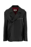 Mm6 Maison Margiela Woman Jacket Black Size 6 Cow Leather In Black