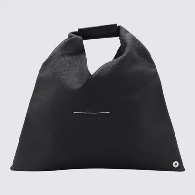 Mm6 Maison Margiela Black Leather Japanese Tote Bag