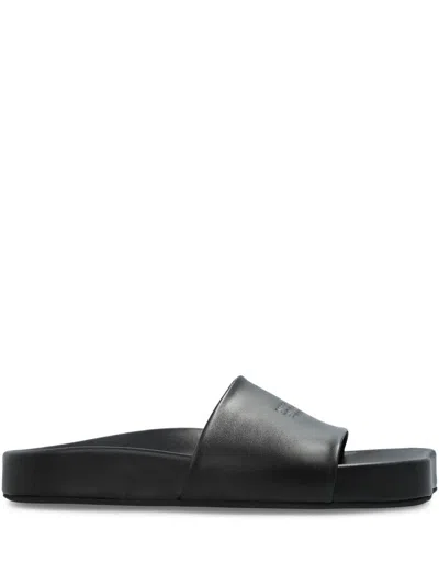 Mm6 Maison Margiela Black Leather Rubber Sandals
