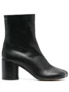 Mm6 Maison Margiela Round Toe Leather Ankle Boots With Seam Detailing In Black
