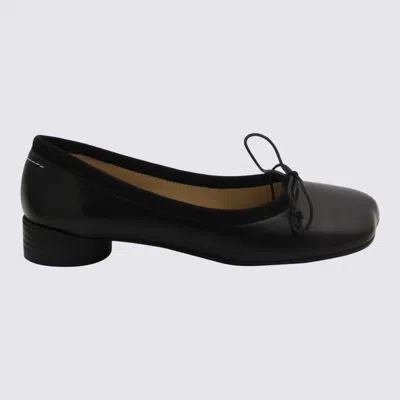 Mm6 Maison Margiela Black Leather Tabi Flats