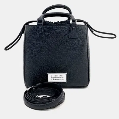 Pre-owned Mm6 Maison Margiela Black Leather Vertical Tote And Shoulder Bag