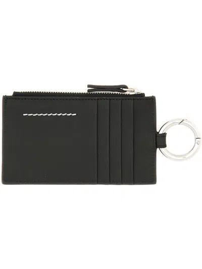 Mm6 Maison Margiela Black Leather Wallets In Red