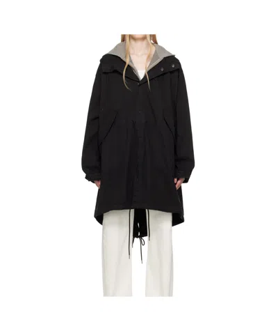 Mm6 Maison Margiela Black Light Canvas Coat
