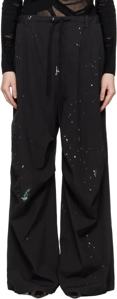 Mm6 Maison Margiela Black Light Cotton Poplin Trousers In 899 Washed Black