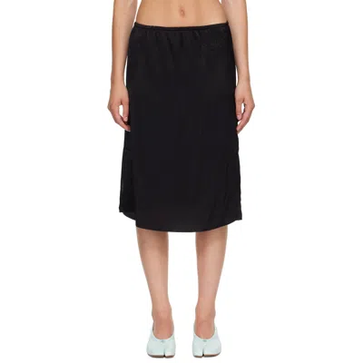 Mm6 Maison Margiela Black Lining Look Midi Skirt In 900 Black