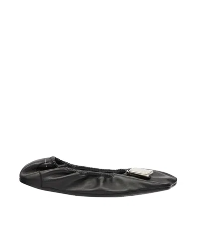 Mm6 Maison Margiela Soft Leather Ballerina Flats With Gathered Edging In Multi