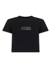 Mm6 Maison Margiela Crop T-shirt With Number Graphics In Black