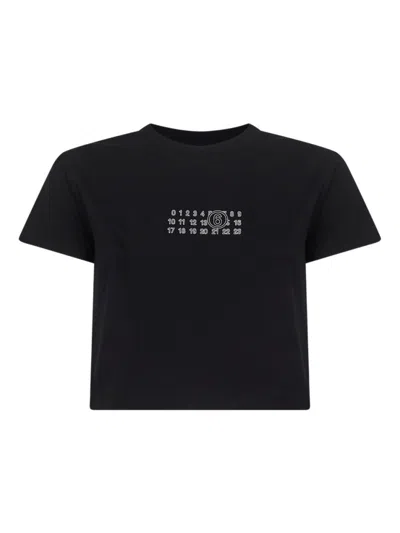 MM6 MAISON MARGIELA BLACK LOGO COTTON T-SHIRT