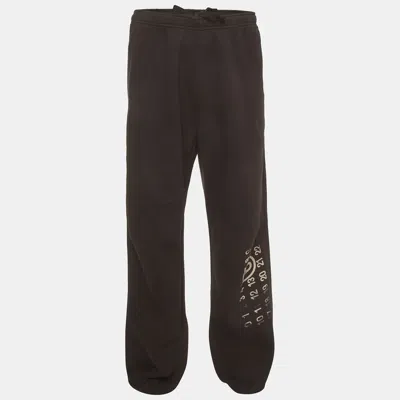 Pre-owned Mm6 Maison Margiela Black Logo Graphic Cotton Knit Sweatpants Xl